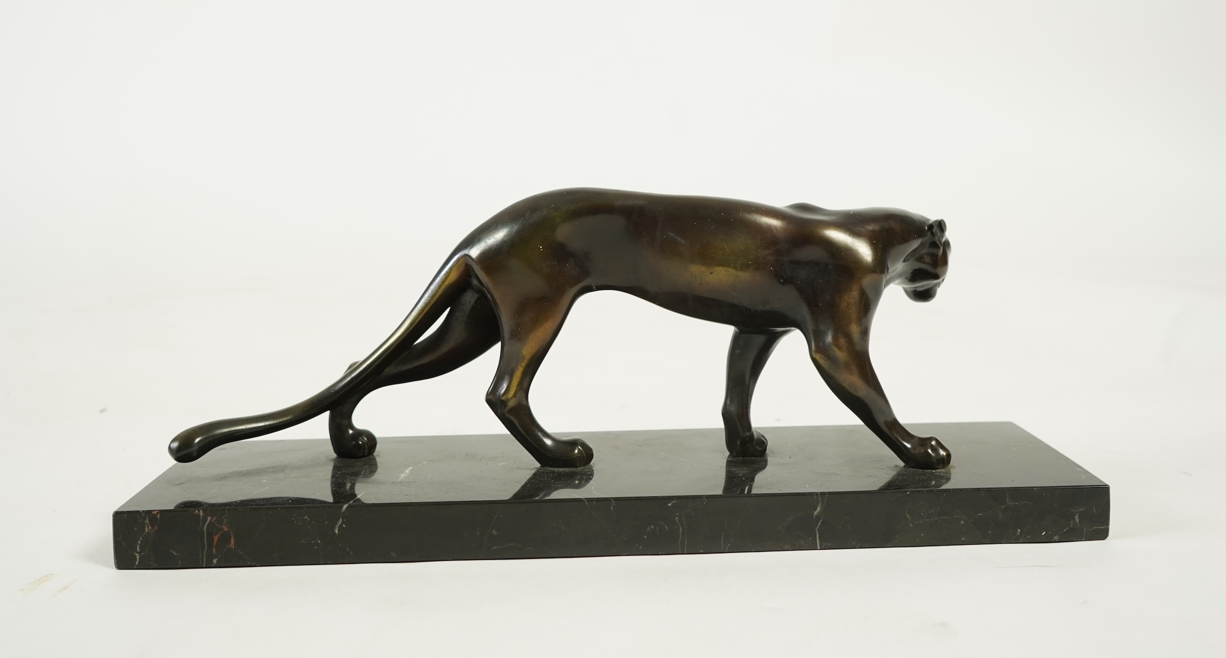 Attributed to Marti Font (French, 20th century), an Art Deco bronze of a stylised panther